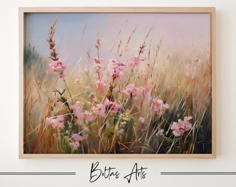 Delightful Wildflower Painting | Vintage Wall Art | Spring Scenery | Printable Wildflower Oil Painting | Downloadable Artwork | BoltasArts