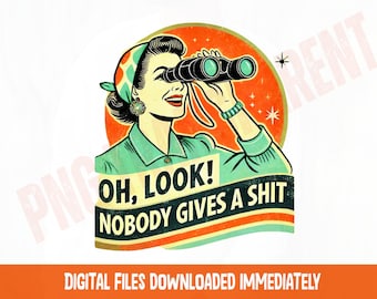 Imagen PNG de una mujer retro divertida: Clip art con humor atrevido (descarga digital)