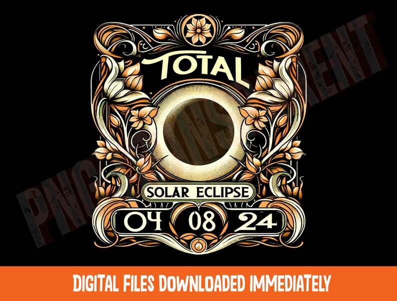 Solar Eclipse 2024 Digital Art Png, 2024 Total Eclipse Graphic Download