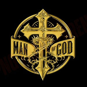 Man of God Sword Cross Design: Christian Warrior Graphic (PNG)