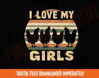Retro Chicken PNG: Clipart z farmą, projekt sublimacji (pobieranie cyfrowe)