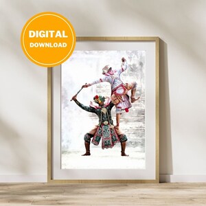 Thai Ramayana Watercolor, Watercolor wall art, digital download, Printable décor, Thai art,