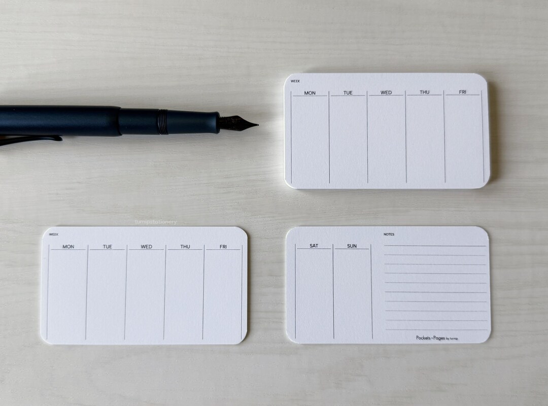 Weekly Planner Cards With Notes – Monday Start, Weekday Focused, Set of ...