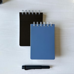 3.5" x 5" Customizable Top Spiral Pocket Notepad in Black or Blue, 120 Pages - Travel Size Writing Pad for Notes, Lists, and Everyday Carry