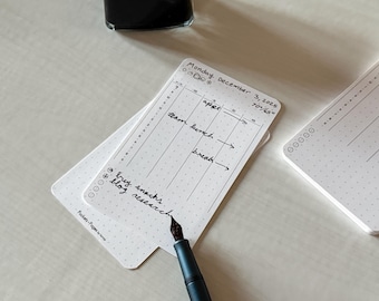 May include: A close-up of a white pocket-sized planner with a dot grid pattern. The planner is open, displaying a schedule for Monday, December 3, 2025, with handwritten notes and a temperature reading. A black fountain pen rests on the planner.