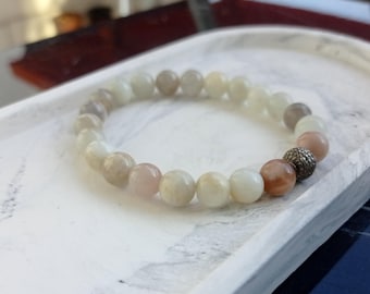 Moonstone Beaded Bracelet • Crystal Healing Jewelry, Gift For Her
