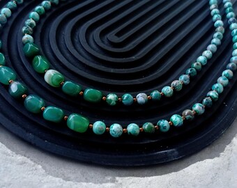 Handmade Green Agate Necklace • Boho Chic Beaded Jewelry
