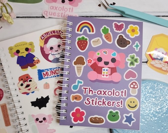 Th - Axolotl Stickers | A6 Reuseable Stickerbook | 50 Release Paper Pages - Collector Notebook