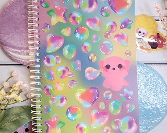 Axolotl Making Bubbles Stickerbook | A5 Reuseable Stickerbook - 50 pages - Release Paper