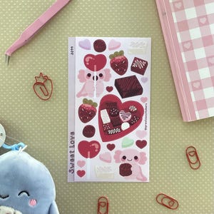 Arkusz naklejek Sweet Love | Naklejki walentynkowe, naklejki na pudełka czekoladek, naklejki sezonowe