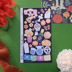 Feuille d'autocollants Día de Los Muertos | Le jour des morts, des autocollants pour journaux, des agendas à gratter