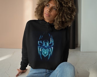 Cyber Shield Crop Hoodie