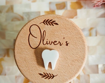 Tooth Fairy Box Personalized in Australia | Wooden Tooth Keepsake Box with Name | First Tooth Box Engraved Gift for Kids | Baby Tooth Holder