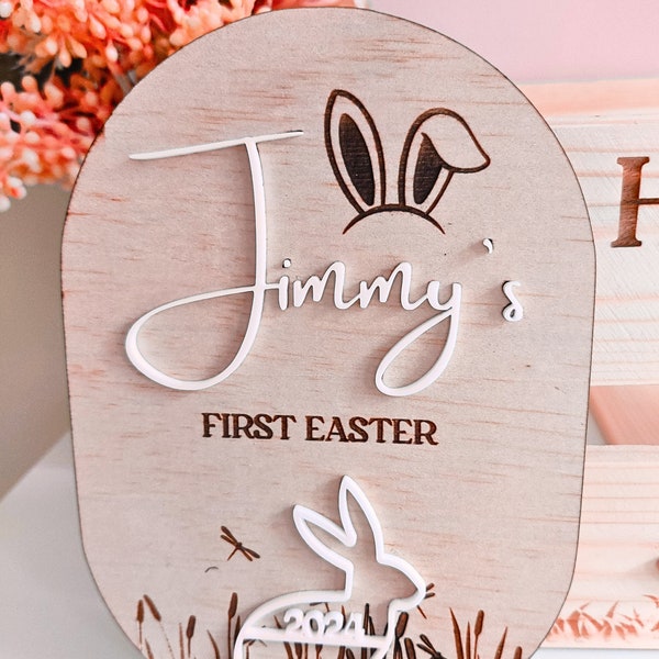 First Easter Plaque, Personalized Wooden and Acrylic Easter Plaque, Easter photo prop, My first easter, easter tag, baby's easter