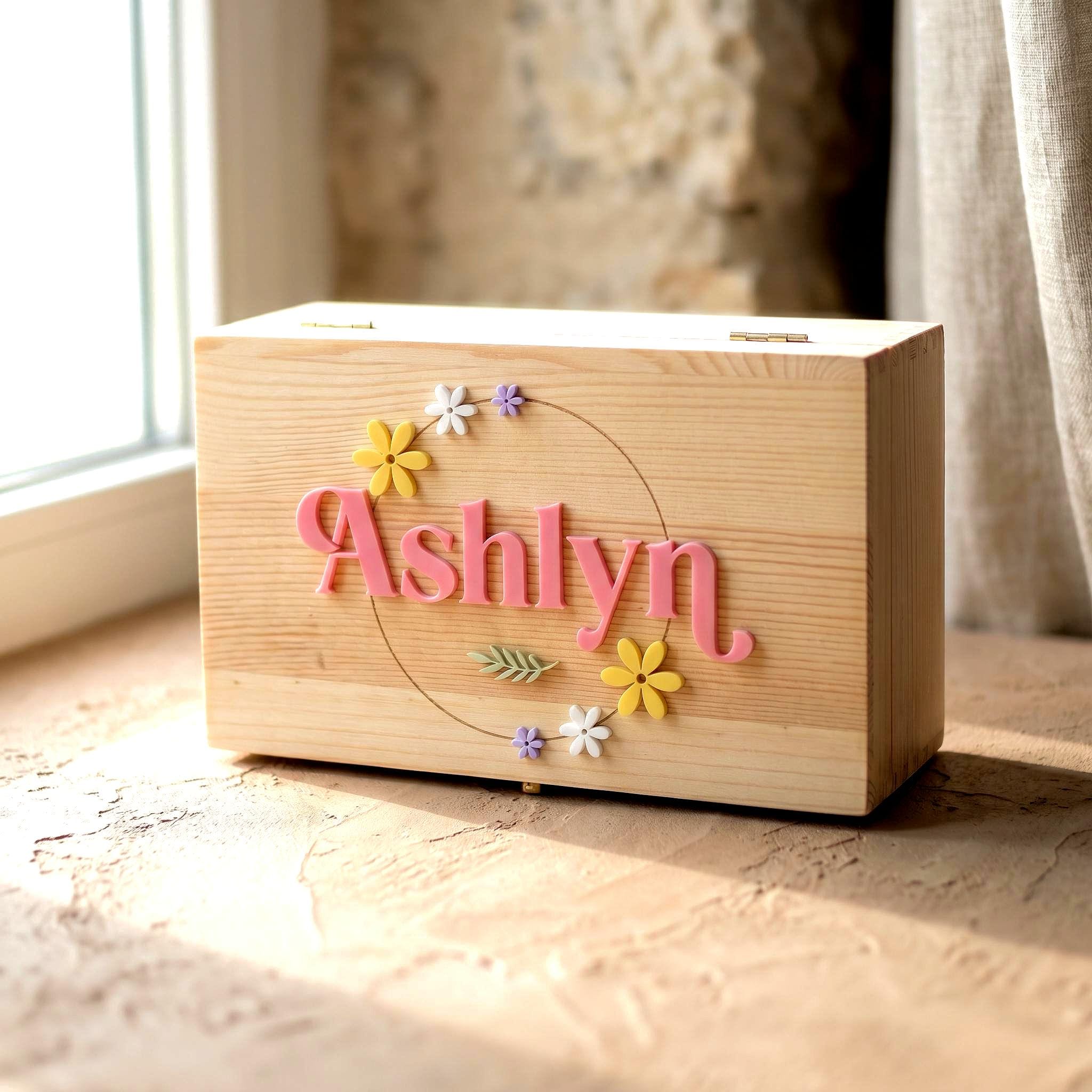 Keepsake Box Personalised, Wooden Baby Memory Box With Engraved Name ...