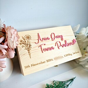 baby keepsake box | Newborn personalized wooden pink memory box | keepsake box baby | baby memory box | Personalized wooden keepsake box