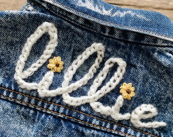 Embroidered Initial Jean Jacket