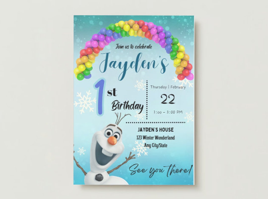 Editable Olaf Birthday Invitation Card Template - Etsy