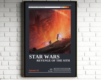 Star Wars Revenge of the Sith Retro Vintage Poster | Minimalist Movie Poster | Retro Vintage Art Print | Wall Art | Home Decor