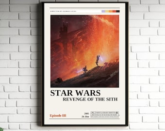 Star Wars Revenge of the Sith Retro Vintage Poster | Minimalist Movie Poster | Retro Vintage Art Print | Wall Art | Home Decor