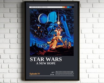 Star Wars A New Hope Retro Vintage Poster | Minimalist Movie Poster | Retro Vintage Art Print | Wall Art | Home Decor