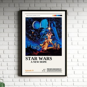 Star Wars A New Hope Retro Vintage Poster | Minimalist Movie Poster | Retro Vintage Art Print | Wall Art | Home Decor