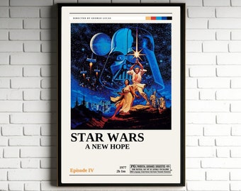 Star Wars A New Hope Retro Vintage Poster | Minimalist Movie Poster | Retro Vintage Art Print | Wall Art | Home Decor
