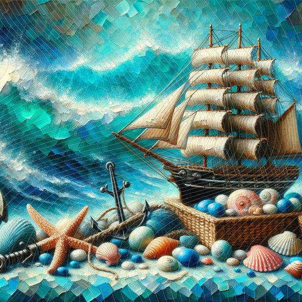 Nautical Adventure Backdrop, 200x150cm, Majestic Sailing Background, Wall Art