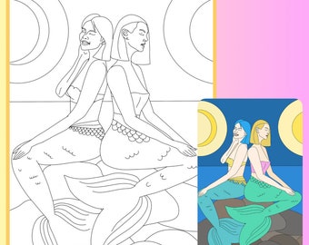 Mermaids coloring page