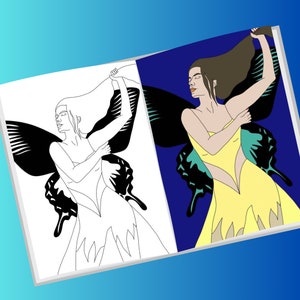 Coloring page Dancing butterfly image 1