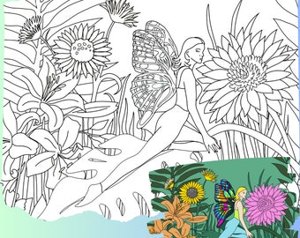 Coloring page giant flowers