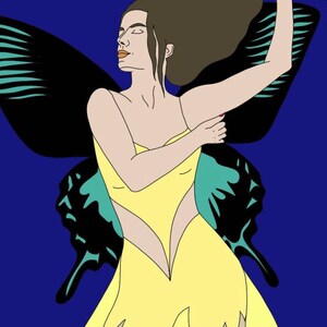 Coloring page Dancing butterfly image 2