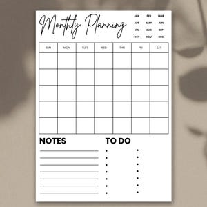 Monthly Planner Page, Monthly Planner, Planner, Digital Planner, Printable, PDF