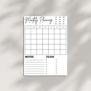 Monthly Planner Sheet, Monthly Planner Page, Monthly Planner, Digital Planner, PDF, Printable