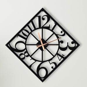 Square Metal Wall Clock, Large Latin Number Wall Clock, Modern Wall Clock, Wall Clock Silent, Unique Wall Clock, Large  Wall Clock, Wanduhr.