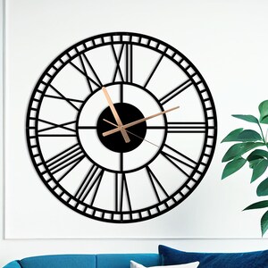 Gift for the Clock Enthusiast, Large Black Metal Wall Clock, Farmhouse Decor, Time Zone Clock, Gift for Her, Horloge Murale, Modern Clock. image 1