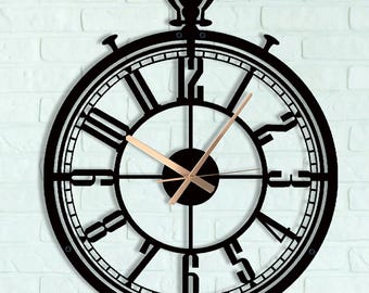 Latin Numeral Vintage Metal Wall Clock, Rustic Grandfather Wall Clock, Modern Unique Wall Clock, Large Antique Wall Clock, Gift for Father