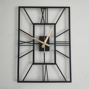 Rectangle Modern Metal Wall Clock, Unique Roman Numeral Large Wall Clock, Home Metal Decor, Small Metal Clock, Metal Art Decor, Home Gift.