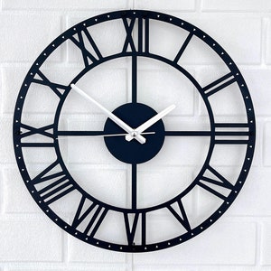 Large Metal Wall Clock with Roman Numerals, Modern Home Decor, Stylish Clock for Office and Living Room,Silent Vintage Clock,Christmas Decor