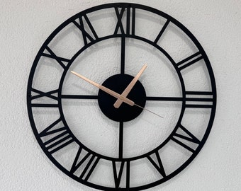 Horloge murale en métal silencieuse minimaliste unique pour le salon, décoration murale en métal, cadeau Neol suspendu au mur, cadeau d’anniversaire pour papa, horloge de chambre d’enfants.