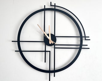 Horloge murale en métal moderne minimaliste, horloge murale en métal unique de grande taille, cadeau pour frère, horloge murale rustique, horloge murale ronde, décoration murale.