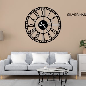 Gift for the Clock Enthusiast, Large Black Metal Wall Clock, Farmhouse Decor, Time Zone Clock, Gift for Her, Horloge Murale, Modern Clock. SILVER