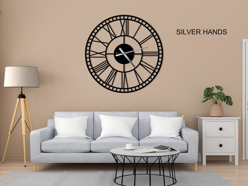 Gift for the Clock Enthusiast, Large Black Metal Wall Clock, Farmhouse Decor, Time Zone Clock, Gift for Her, Horloge Murale, Modern Clock. SILVER