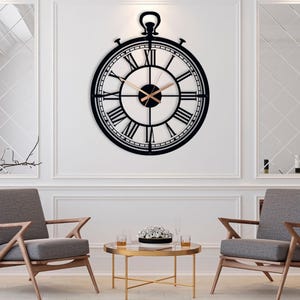 Antique Style Roman Numeral Metal Wall Clock, Rustic Modern Wall Clock ...