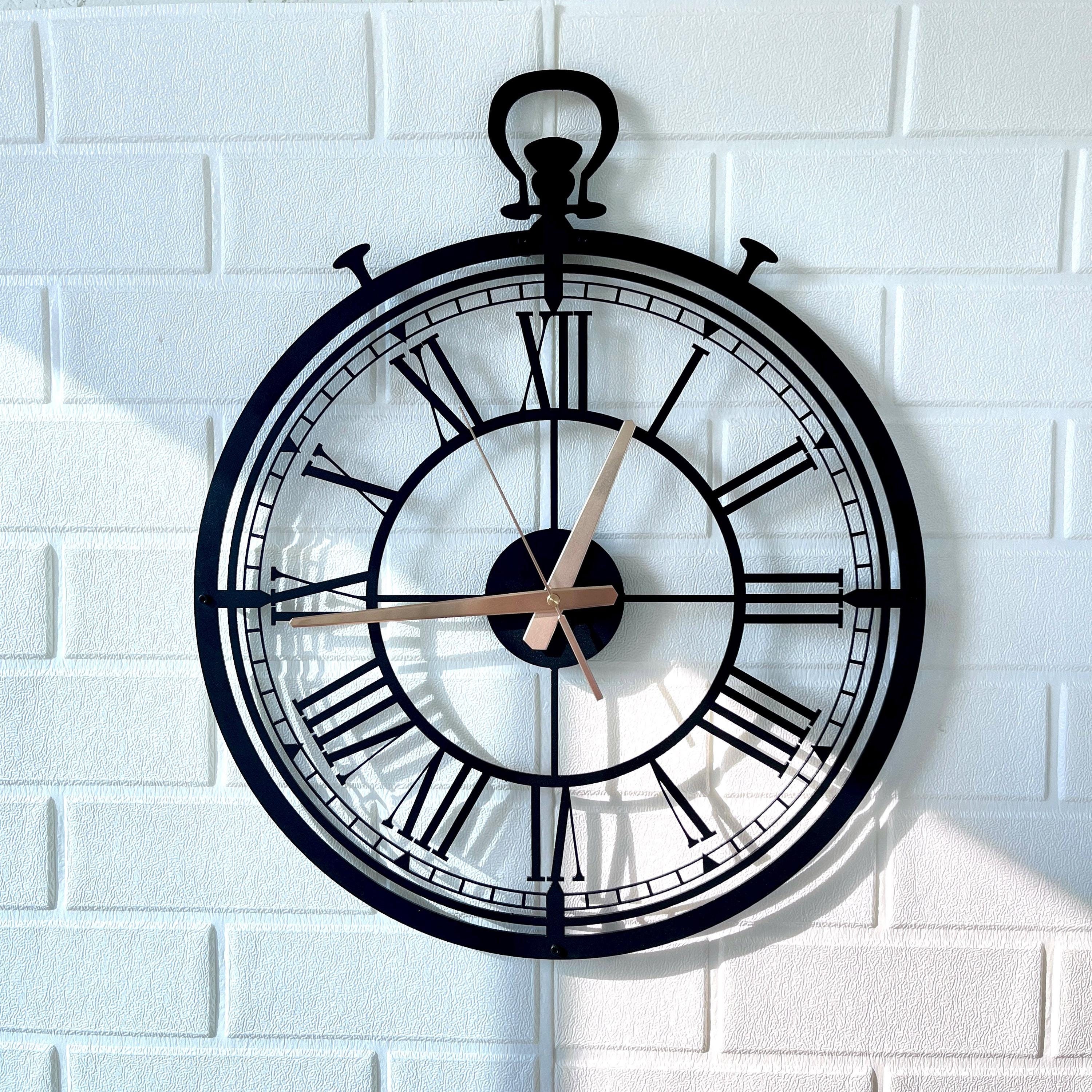 Antique Style Roman Numeral Metal Wall Clock, Rustic Modern Wall Clock,Unique Vintage Wall Clock,Large Metal Wall Decor,Gift for Grandfather