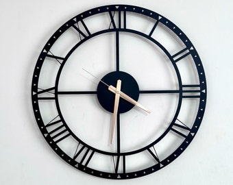 Horloge murale de ferme rustique en métal noir, cadeau parfait pour les amateurs d'horloges, décoration de fuseau horaire, horloge murale moderne, cadeau pour maman, grandes horloges.