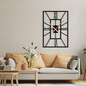 Rectangle Metal Wall Clock With Roman Numerals, Large Rectangular Wall ...
