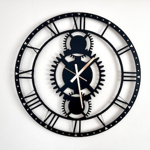 Large Gear Metal Wall Clock, Industrial Wall Clock, Modern Unique Wall Clock, Design Wall Clock, Wanduhr, Gift for Mother.