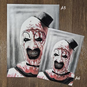 Terrifier - Art the Clown - Charcoal & Pastel Drawn Art Print