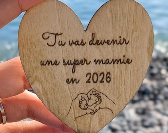 Zwangerschapsaankondiging in de vorm van een houten hartmagneet / Origineel cadeau voor oma / Baby op komst / Idee voor zwangerschapsaankondiging / Zwangerschapscadeau